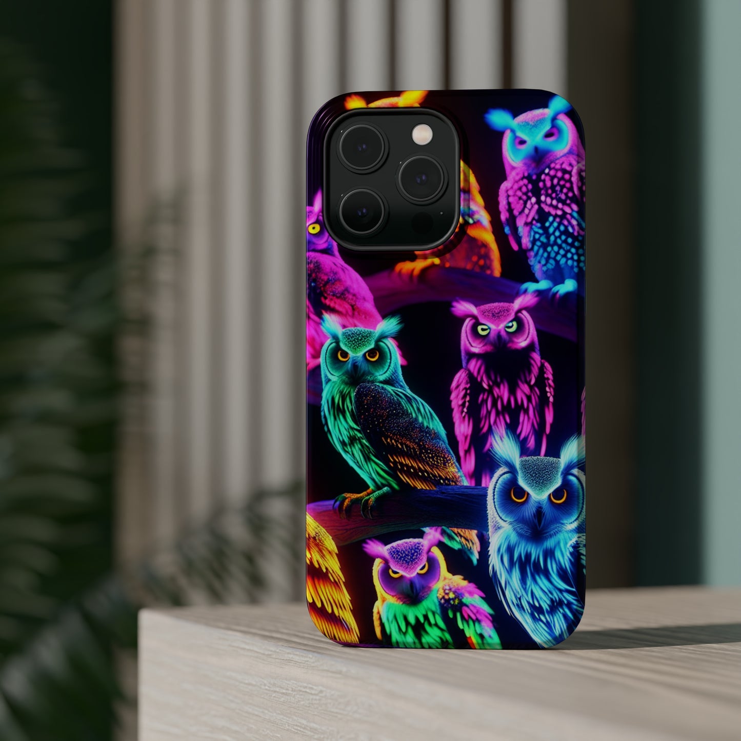 Neon Night Owls. Neon Owls Premium Art Magsafe Magnet Tough IPhone 13 14 15 Pro Plus Max and Mini in Matte and Glossy Phone cases