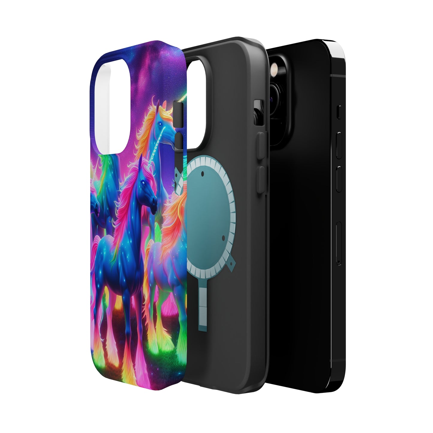 Neon Unicorn Congregation Neon Unicorns Premium Art Magsafe Magnet Tough IPhone 13 14 15 Pro Plus Max and Mini in Matte and Glossy Phone cases