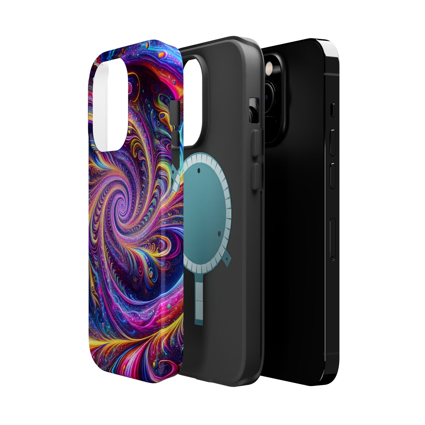 Vivid Psychedelic Cosmic Euphoria. Neon Trippy Infinity Patterns Premium Art Magsafe Magnet Tough IPhone 13 14 15 Pro Plus Max and Mini in Matte and Glossy Phone cases