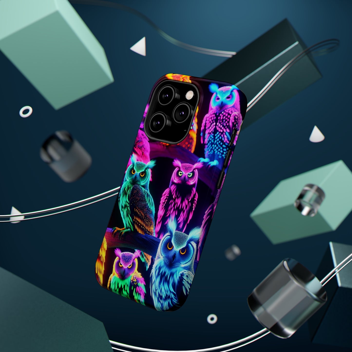 Neon Night Owls. Neon Owls Premium Art Magsafe Magnet Tough IPhone 13 14 15 Pro Plus Max and Mini in Matte and Glossy Phone cases