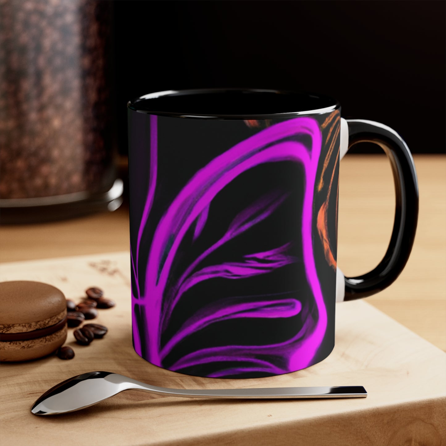 Vivid Nectarine Glitter Flutter Butterflies 11oz Mug