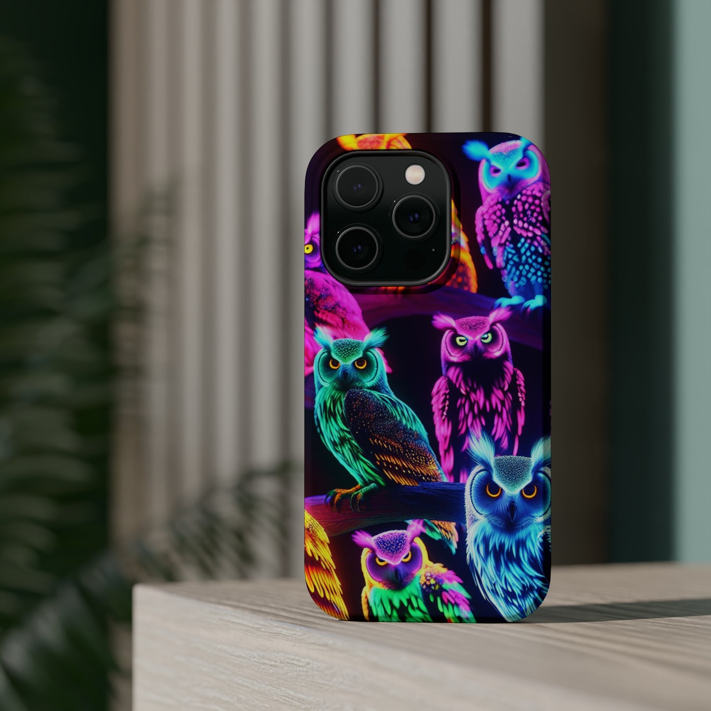 Neon Night Owls. Neon Owls Premium Art Magsafe Magnet Tough IPhone 13 14 15 Pro Plus Max and Mini in Matte and Glossy Phone cases