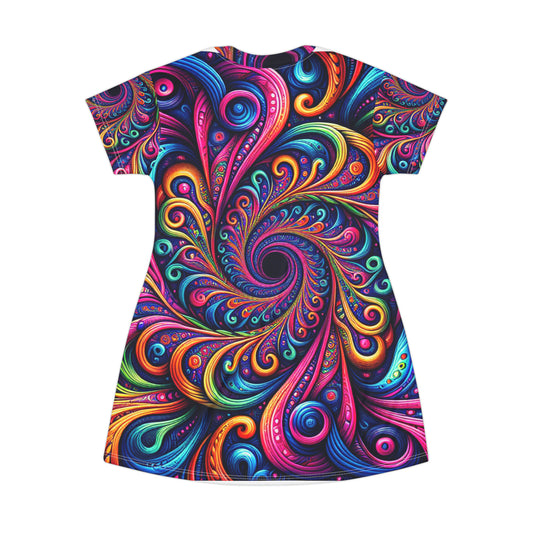 Vivid Technicolor Reverie. Infinity Patterns Womans T Shirt Dress