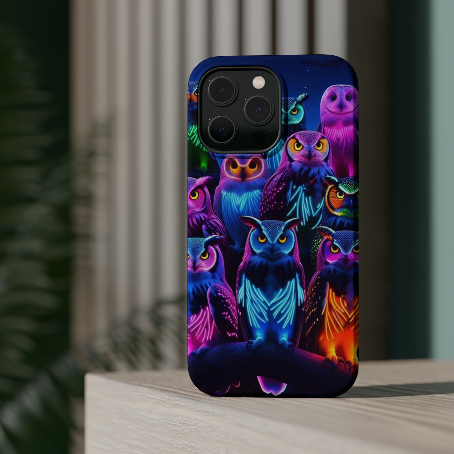 Neon Nocturne Owls. Neon Owls Premium Art Magsafe Magnet Tough IPhone 13 14 15 Pro Plus Max and Mini in Matte and Glossy Phone cases