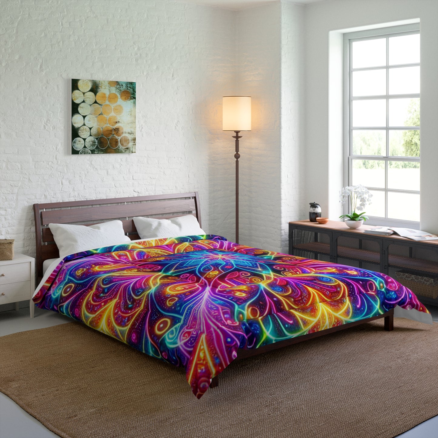 Psychedelic Rainbow Infinity Fantasia. Trippy Infinity Patterns Comforter Blanket