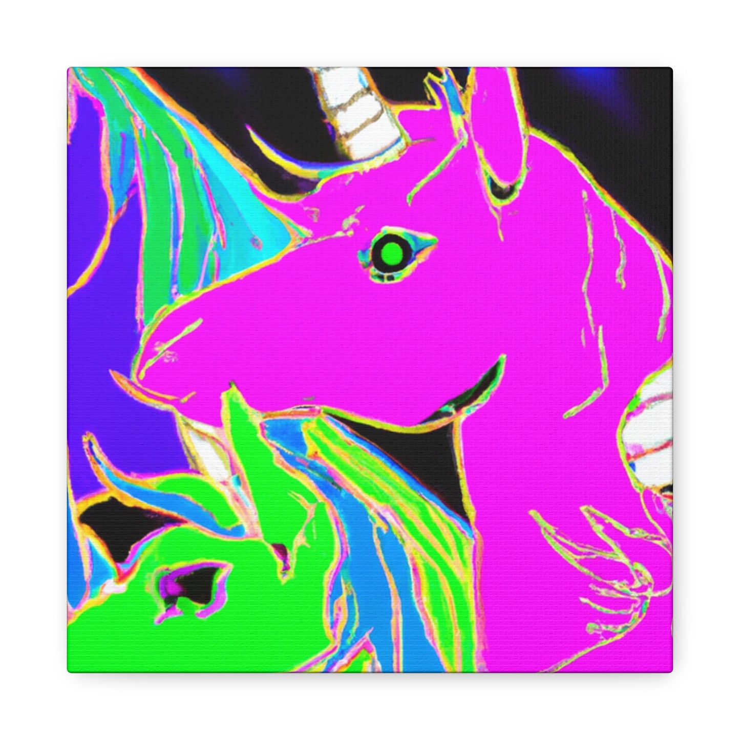 "Neon Rainbow Posse" NEON Unicorns Art Canvas