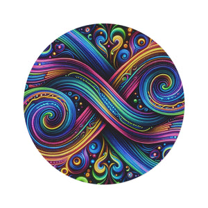 Electric Spectral Hyperverse. Infinity Patterns Round Rug