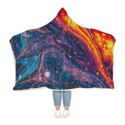 "Neon Digital Illusions" - NEON Infinity Patterns Art Hooded Snuggle Blanket