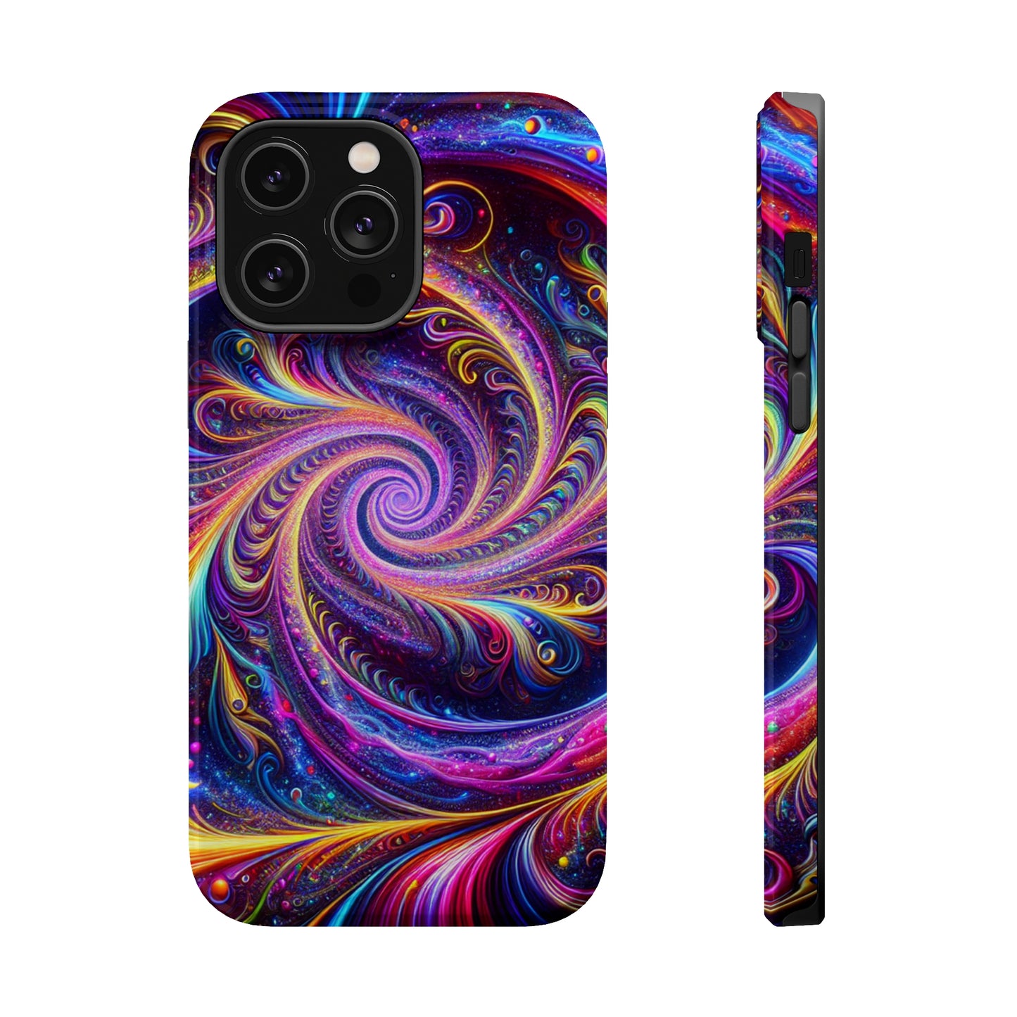 Vivid Psychedelic Cosmic Euphoria. Neon Trippy Infinity Patterns Premium Art Magsafe Magnet Tough IPhone 13 14 15 Pro Plus Max and Mini in Matte and Glossy Phone cases