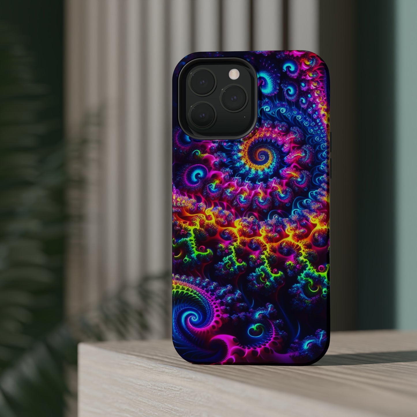Twilight Infinyscape Neon Trippy Infinity Patterns Premium Art Magsafe Magnet Tough IPhone 13 14 15 Pro Plus Max and Mini in Matte and Glossy Phone cases