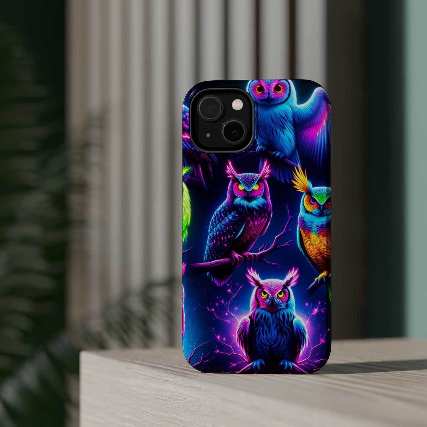 Neon Owlfection. Neon Owls Premium Art Magsafe Magnet Tough IPhone 13 14 15 Pro Plus Max and Mini in Matte and Glossy Phone cases