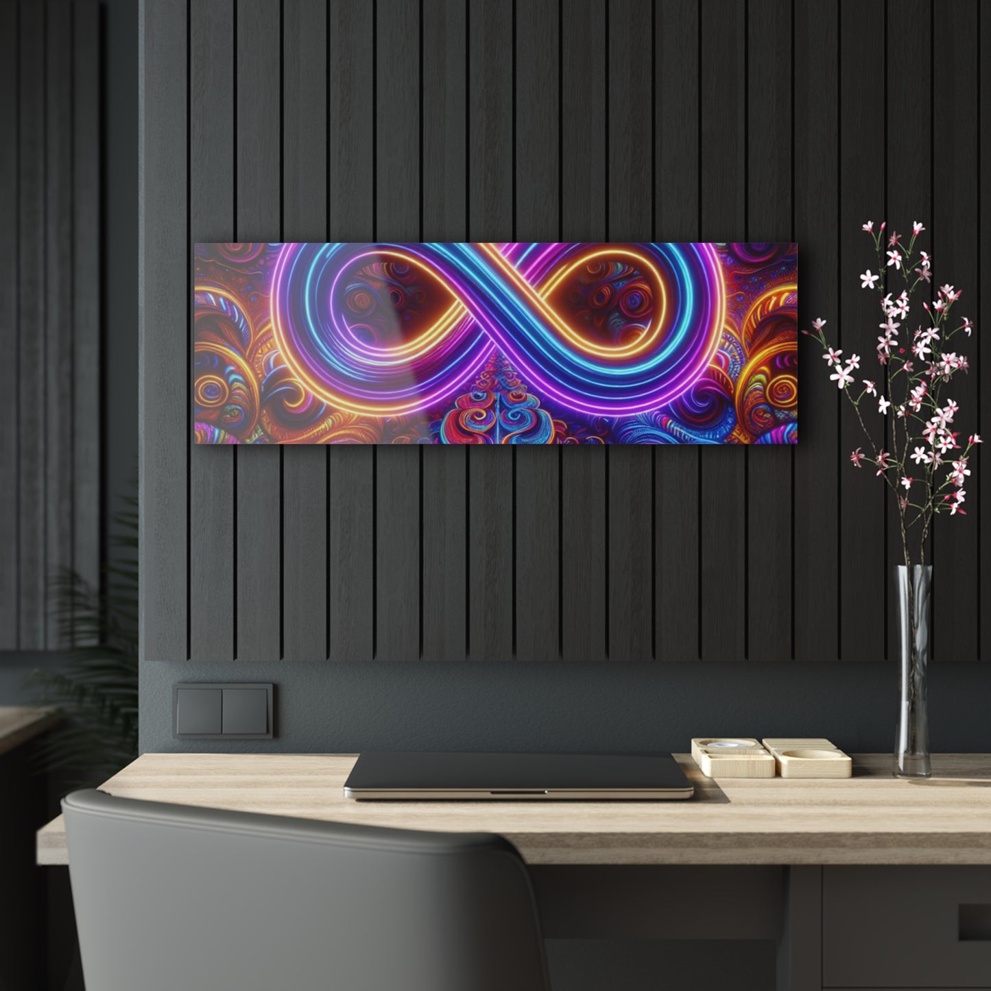 Cosmic Vibrancy. Trippy infity Pattern 1/4" Glossy Acrylic Art
