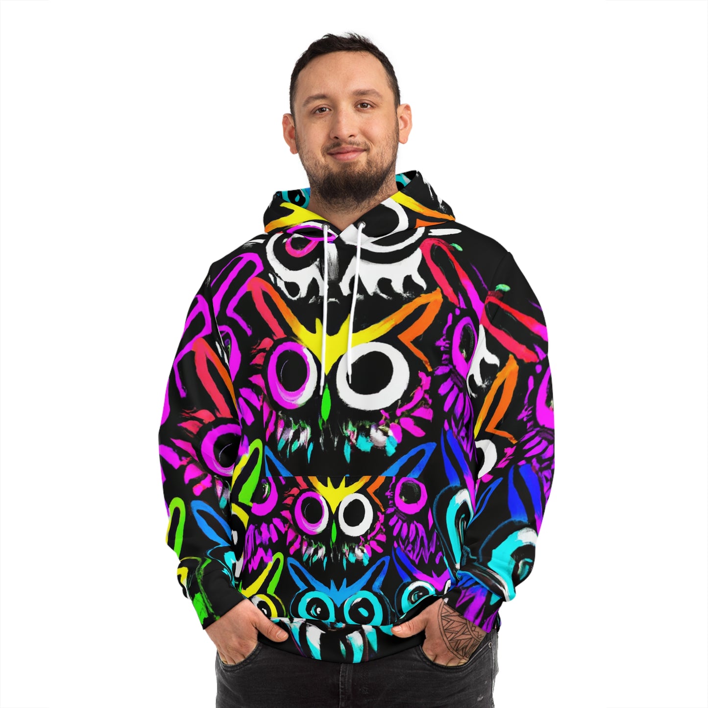 "Owl Enchanted Neon Skies" - NEON Owls AOP Hoodie