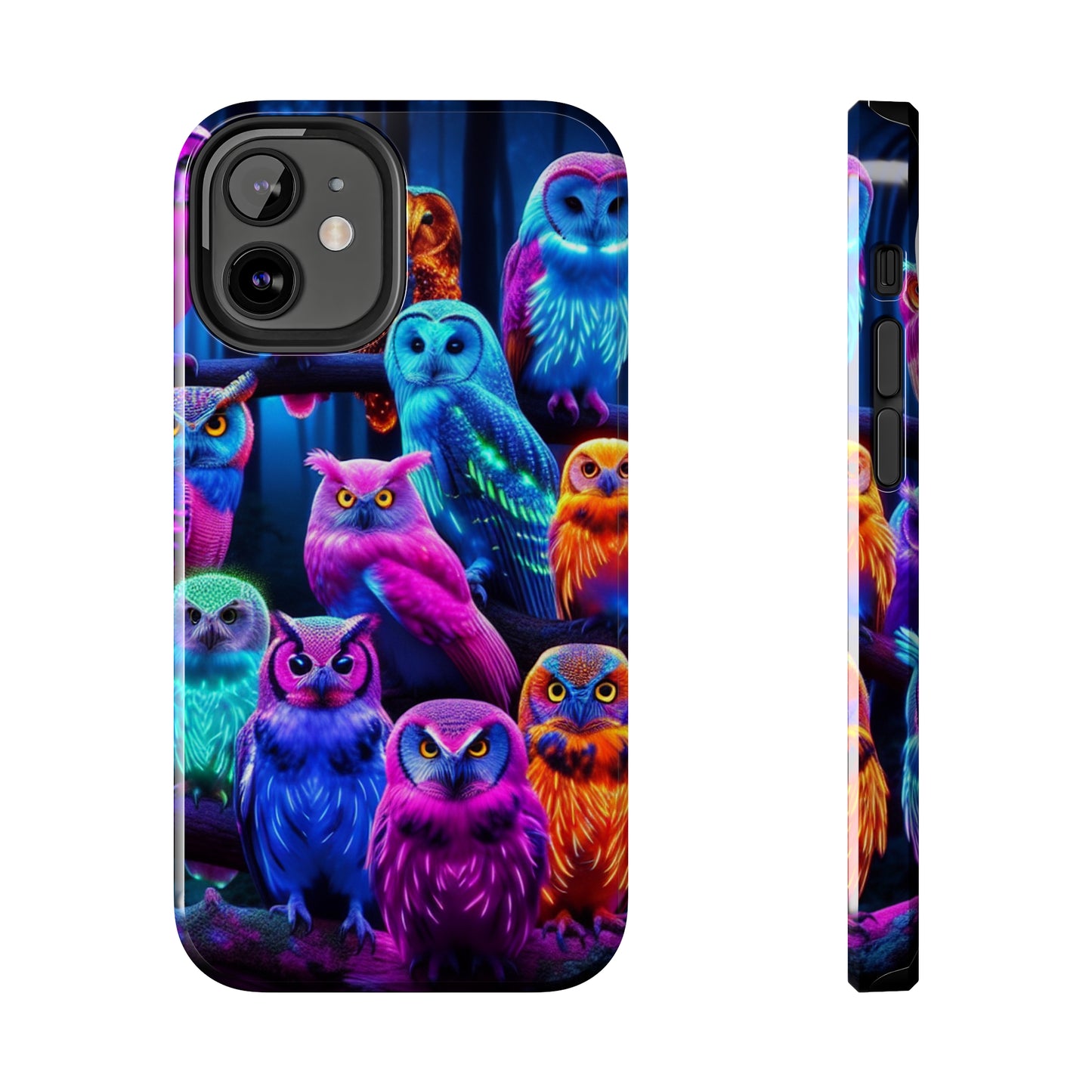 Neon Party of Owls NEON Owls Phone Case Iphone 7 8 9 10 11 12 13 14 Pro Max Mini Plus XR XS SE