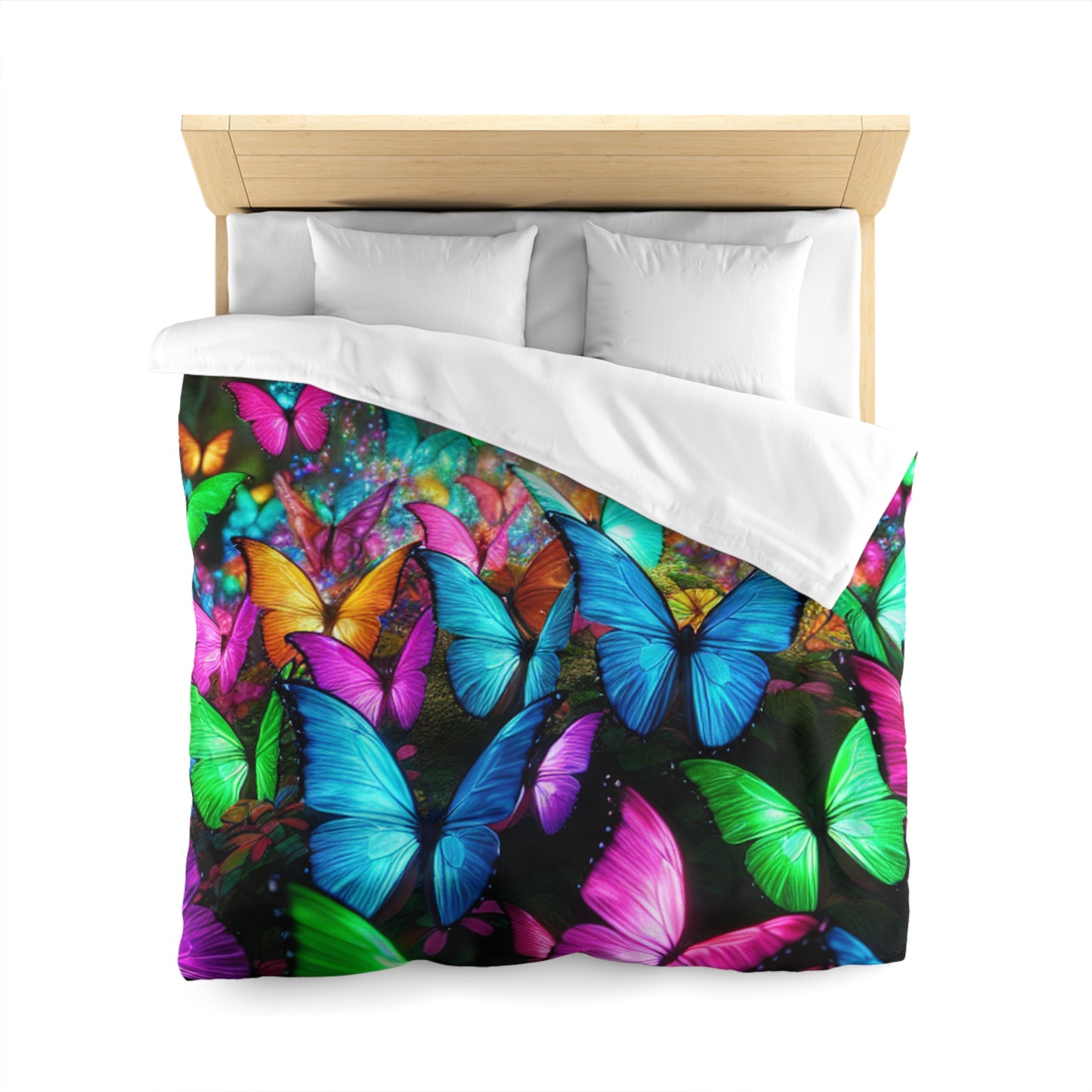 Tiberio Floriani - NEON Butterflies Microfiber Duvet Cover