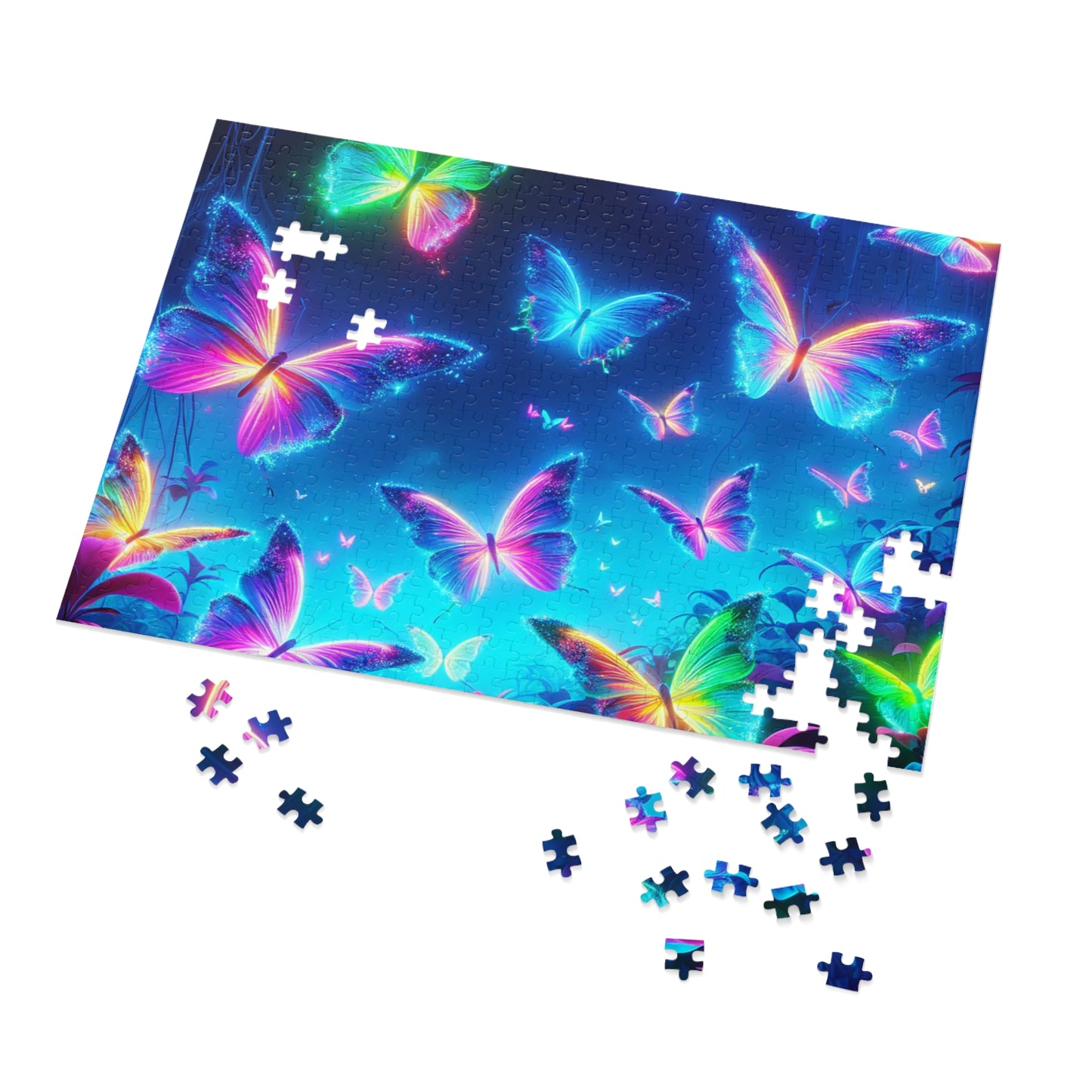 Neon Flight. - Neon Butterflies Puzzle30, 110, 252, and 1000 Pieces