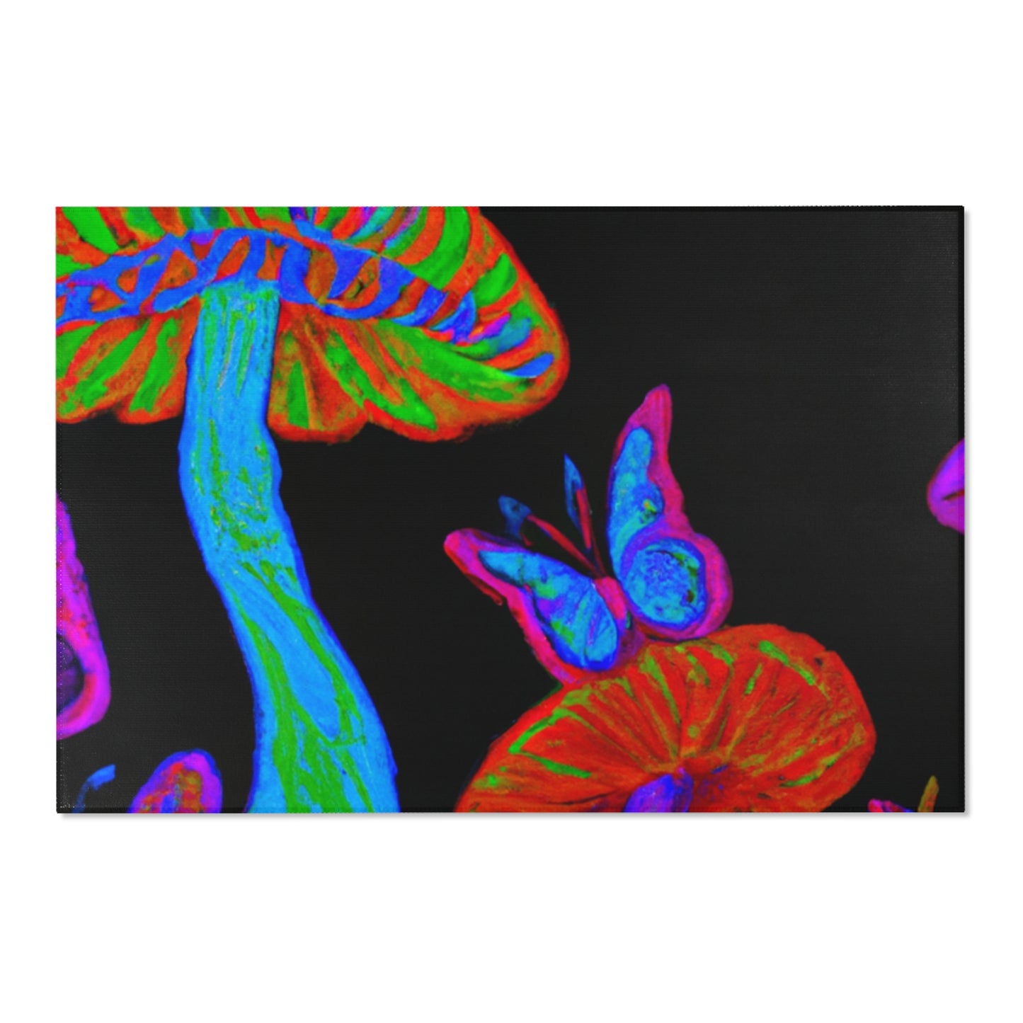 Neon Splendour. Butterflies & Mushrooms Area Rug