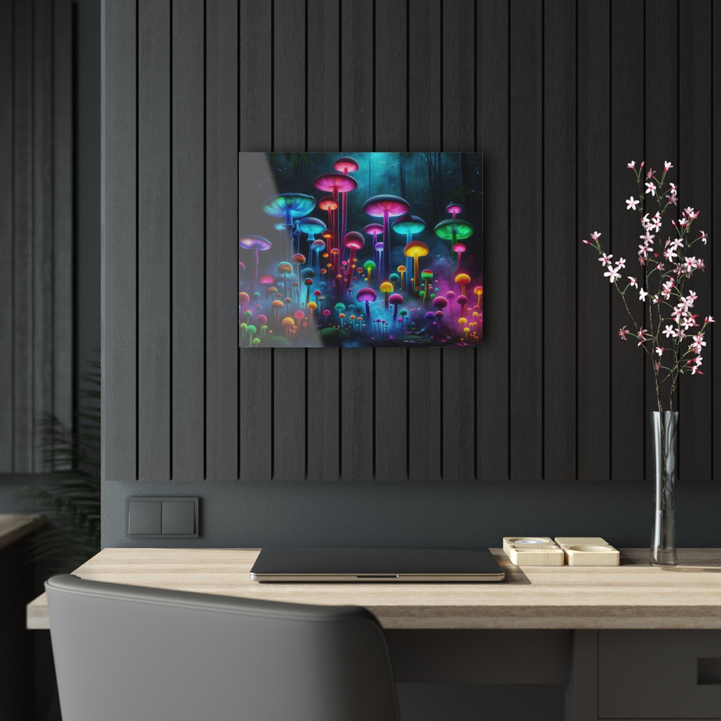 Neon Fungal Fusion. Mushrooms 1/4" Glossy Acrylic Art