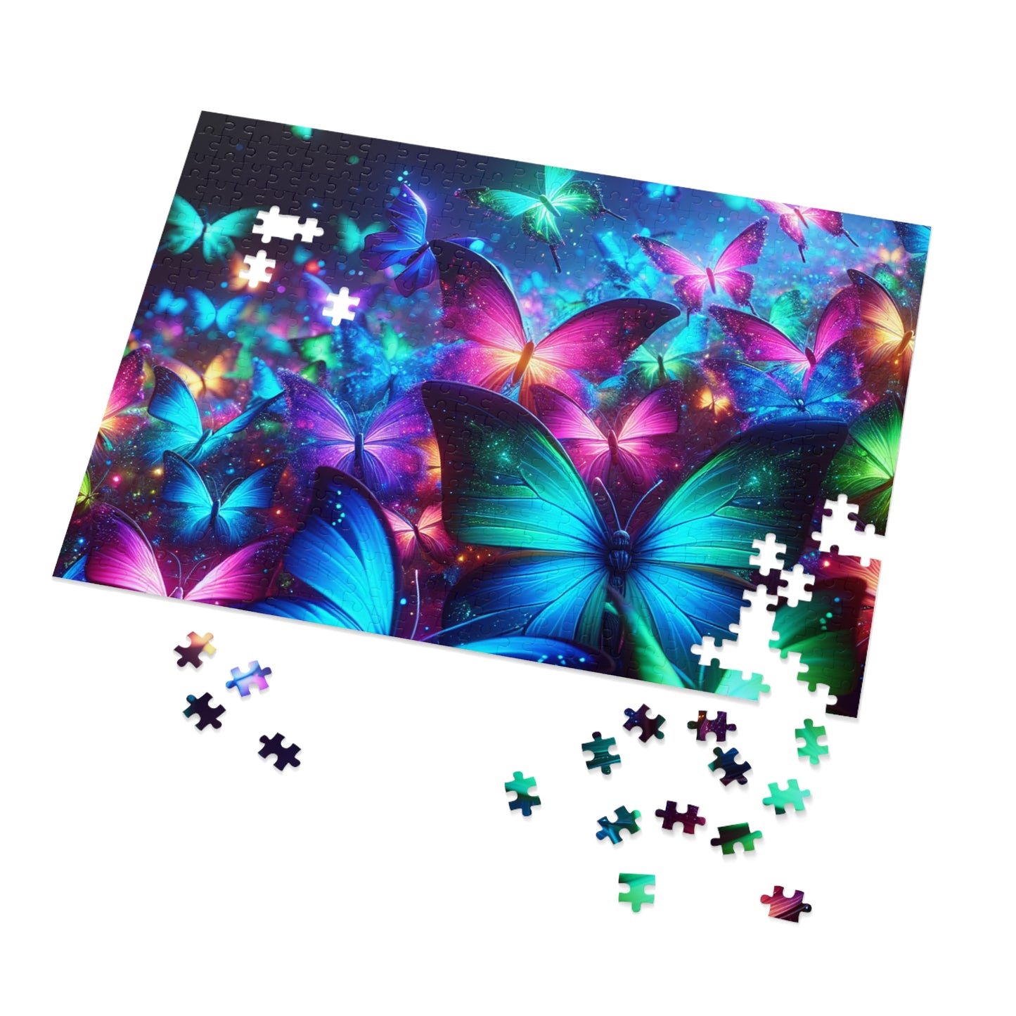 Neon Flutter. - Neon Butterflies Puzzle30, 110, 252, and 1000 Pieces