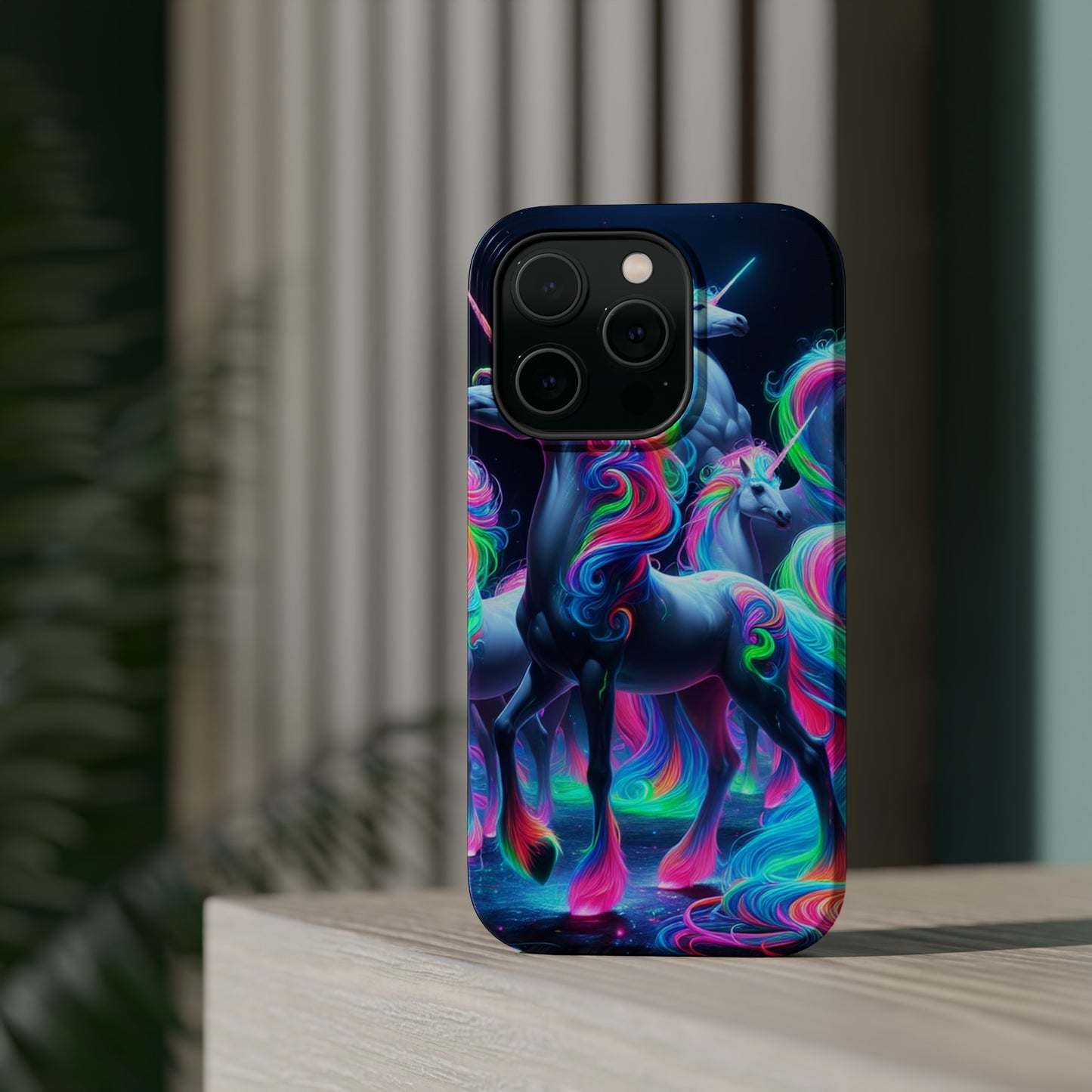 Neon Unicorn Prism. Neon Unicorns Premium Art Magsafe Magnet Tough IPhone 13 14 15 Pro Plus Max and Mini in Matte and Glossy Phone cases
