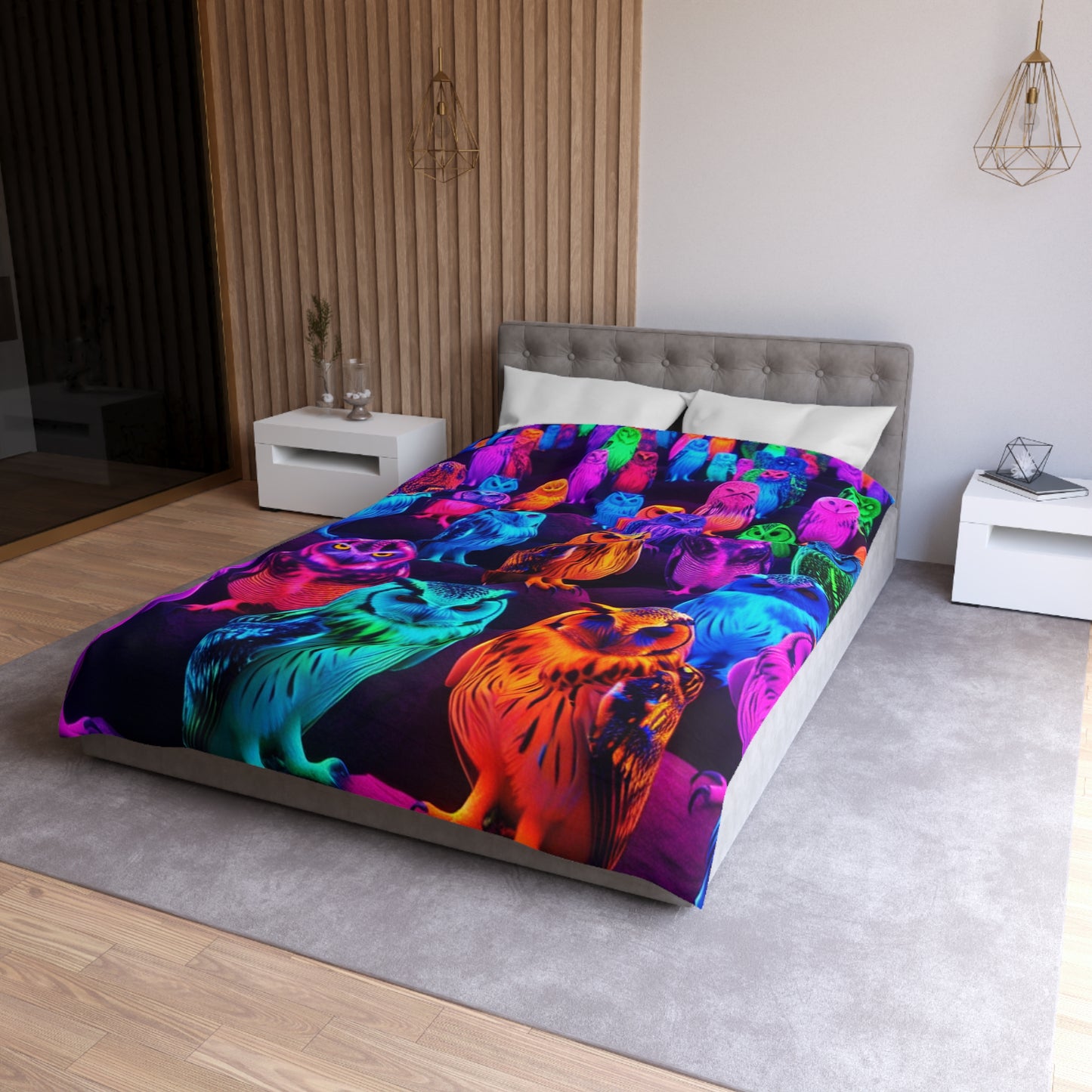 Giovanni di Guido - NEON Owls Microfiber Duvet Cover