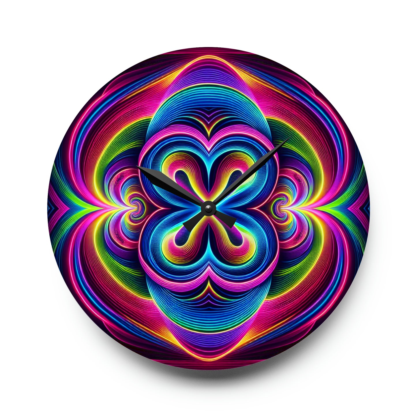 Infinite Neon Vortex. Infinity Patterns Art Acrylic Clock