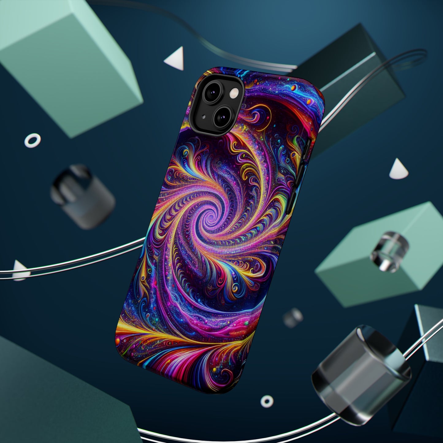 Vivid Psychedelic Cosmic Euphoria. Neon Trippy Infinity Patterns Premium Art Magsafe Magnet Tough IPhone 13 14 15 Pro Plus Max and Mini in Matte and Glossy Phone cases