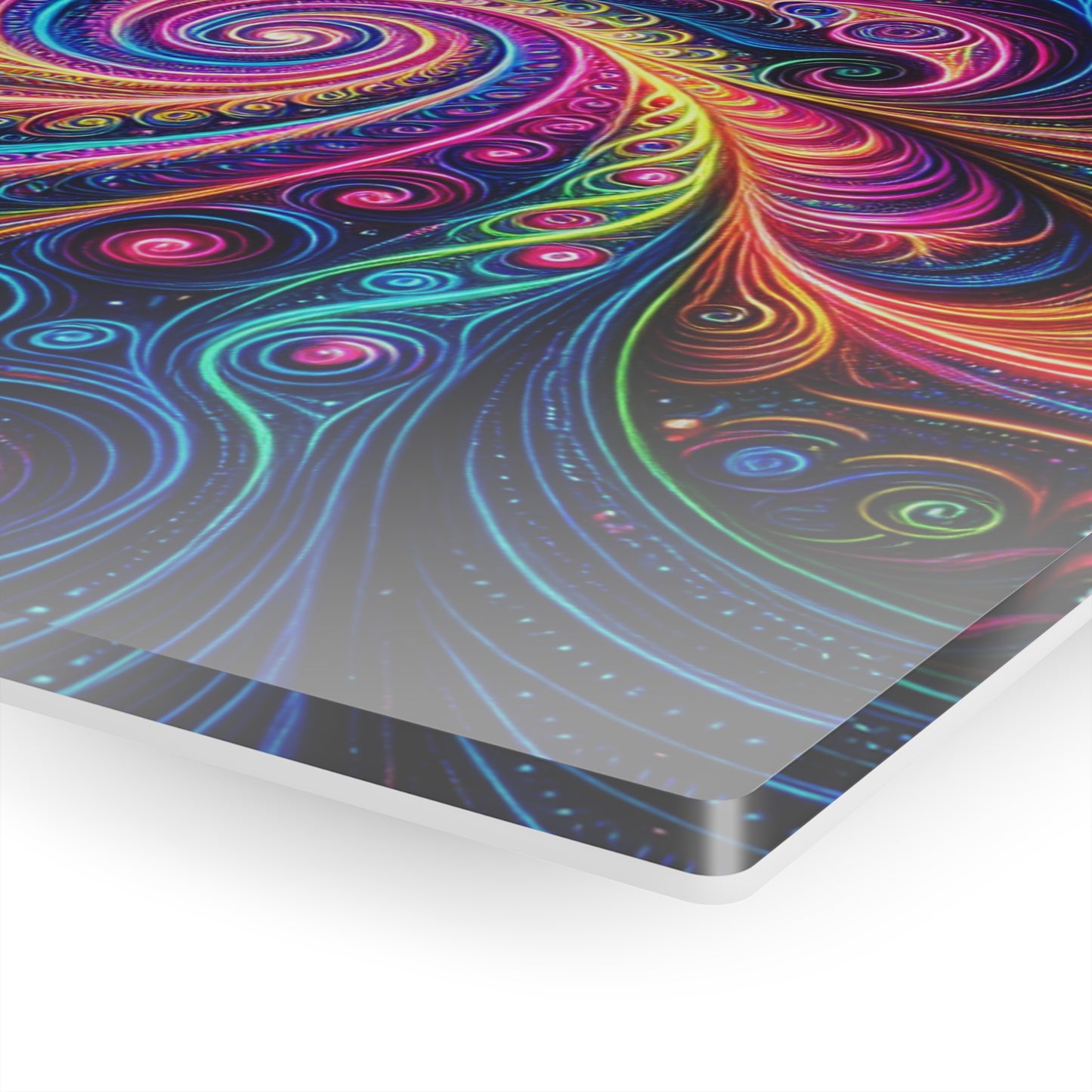 Electric Psychedelic Neon Vortex. Trippy infinity Pattern 1/4" Glossy Acrylic Art