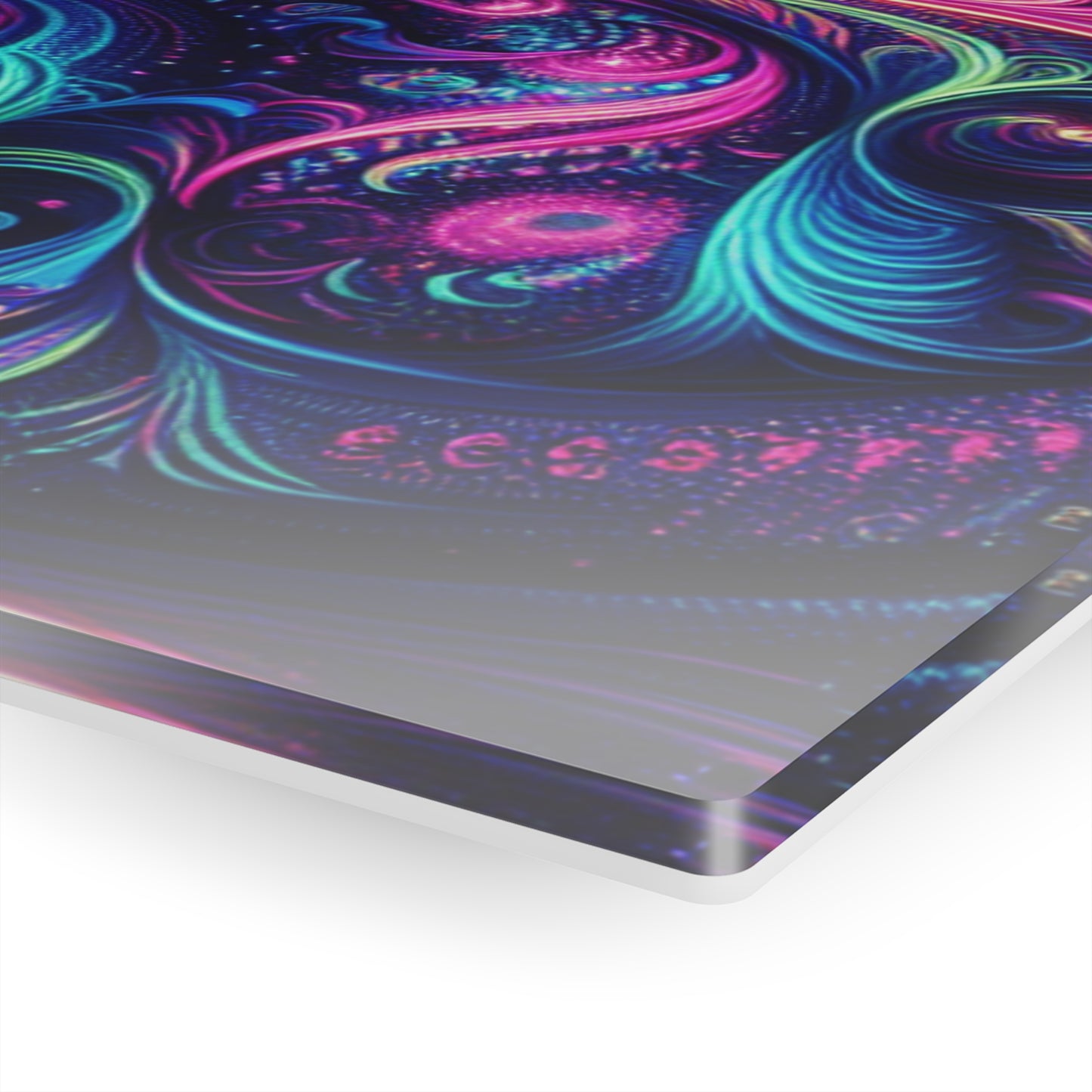 Vibrant Neon Infinity Fractalization. Trippy infity Pattern 1/4" Glossy Acrylic Art