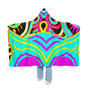 Neon Owl Nocturne. - NEON Owls Art Hooded Snuggle Blanket