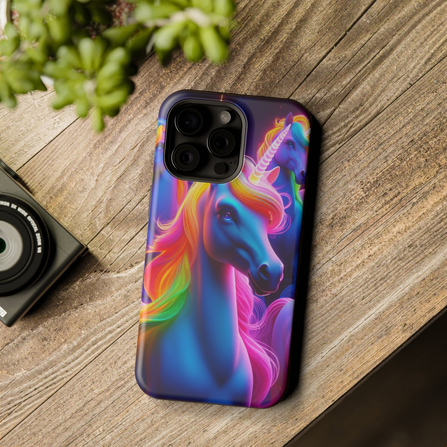 Neon Nighthorn Pride Neon Unicorns Premium Art Magsafe Magnet Tough IPhone 13 14 15 Pro Plus Max and Mini in Matte and Glossy Phone cases