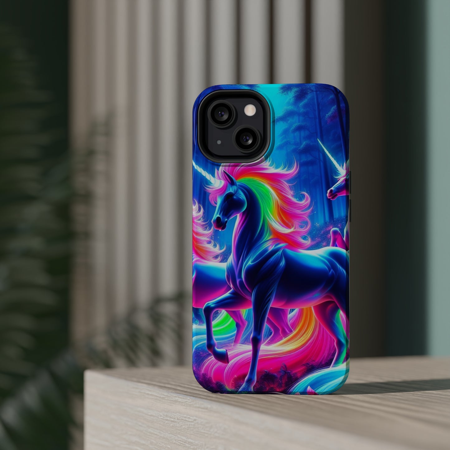 NeonNocturnals Neon Unicorns Premium Art Magsafe Magnet Tough IPhone 13 14 15 Pro Plus Max and Mini in Matte and Glossy Phone cases