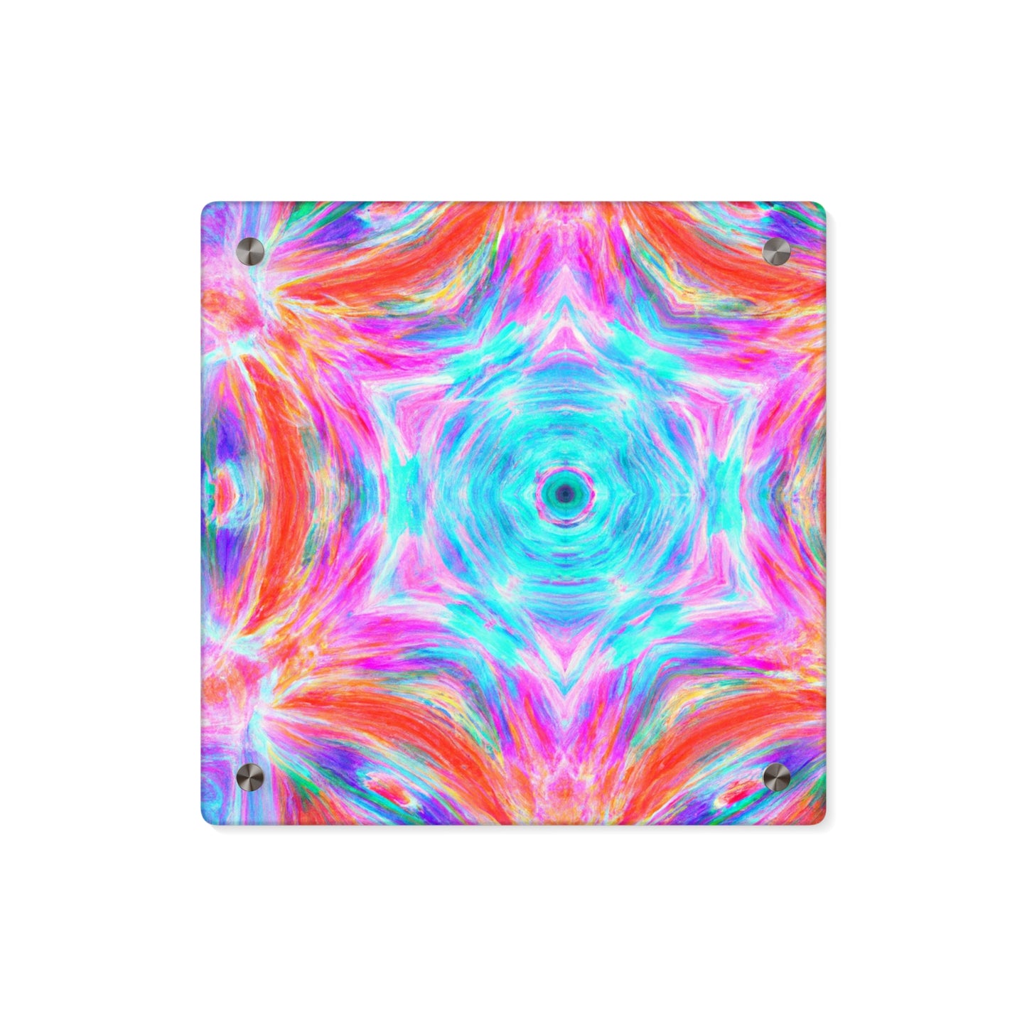 Neon Vortex Trippy Infinity Patterns Acrylic Art Panel