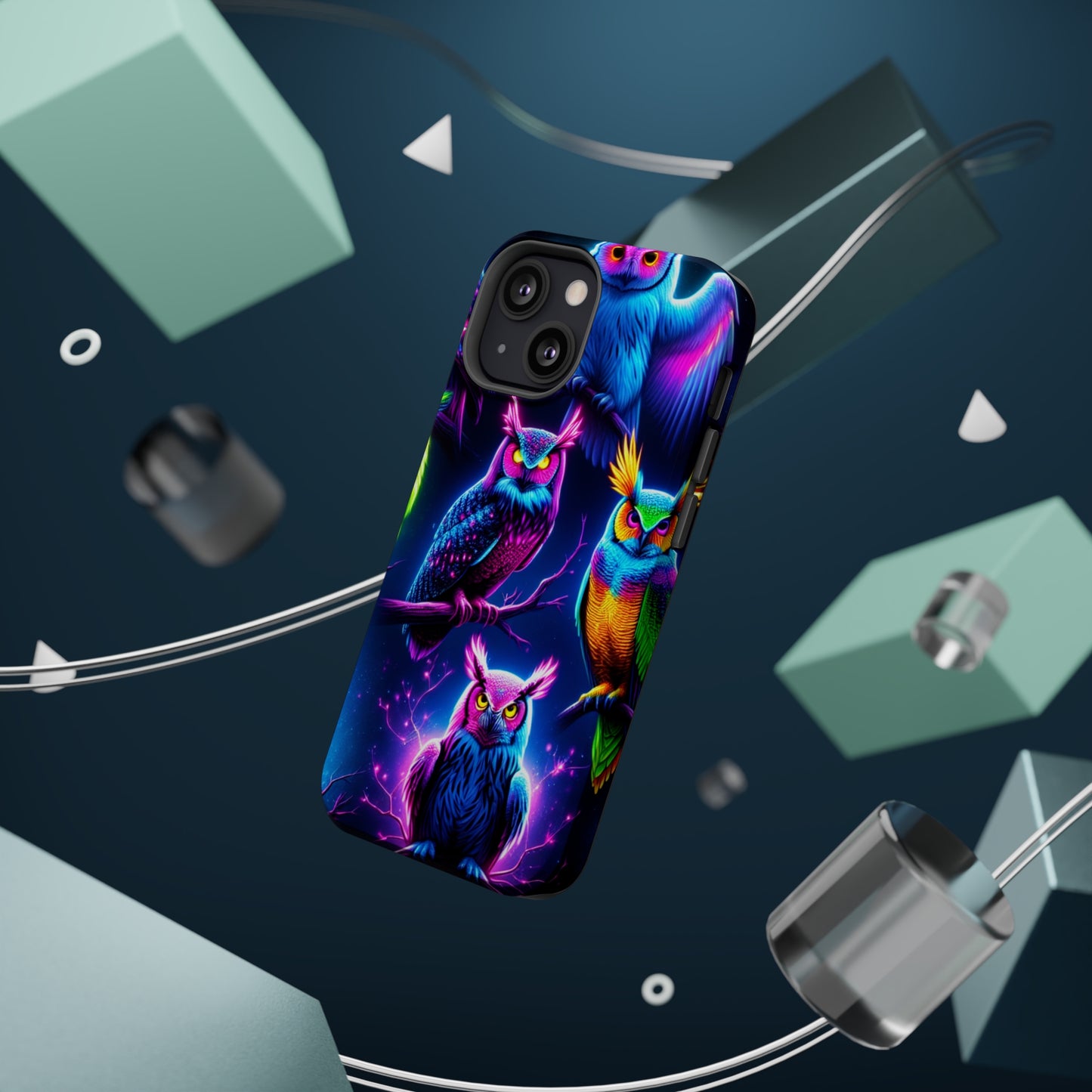 Neon Owlfection. Neon Owls Premium Art Magsafe Magnet Tough IPhone 13 14 15 Pro Plus Max and Mini in Matte and Glossy Phone cases
