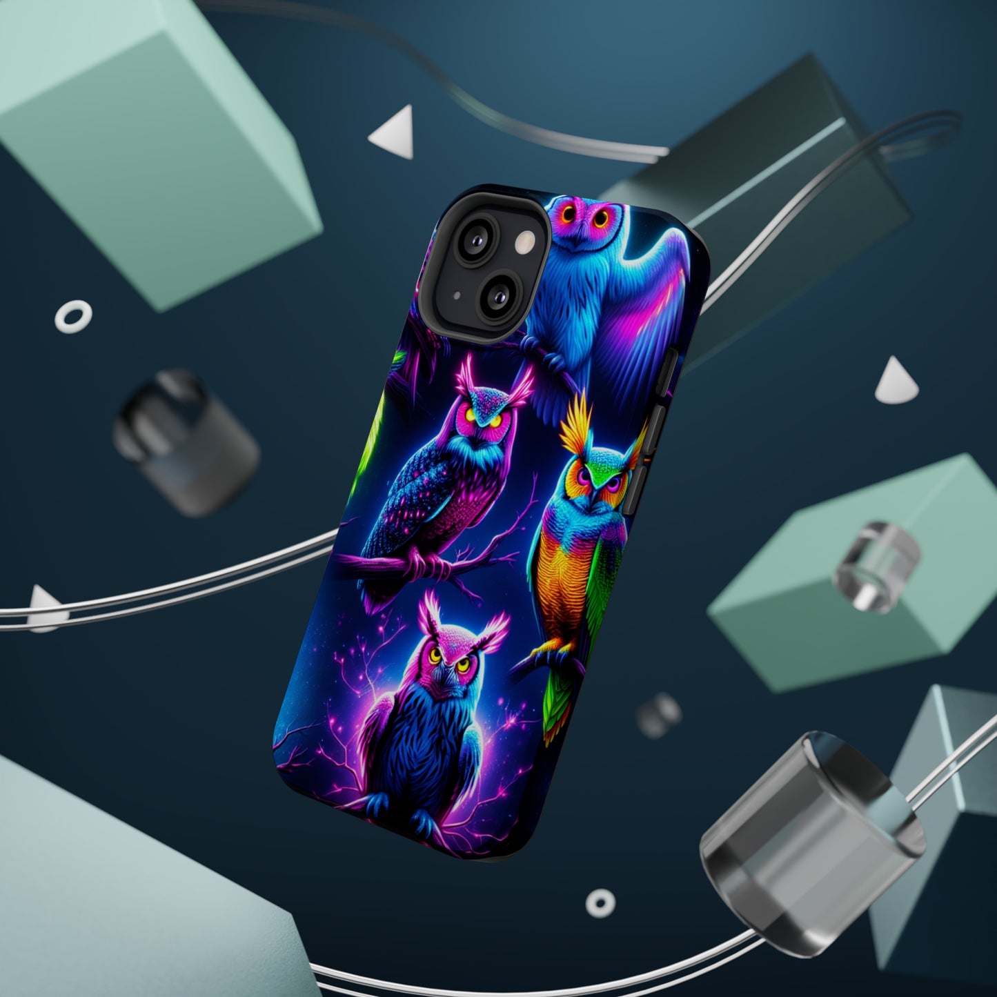 Neon Owlfection. Neon Owls Premium Art Magsafe Magnet Tough IPhone 13 14 15 Pro Plus Max and Mini in Matte and Glossy Phone cases