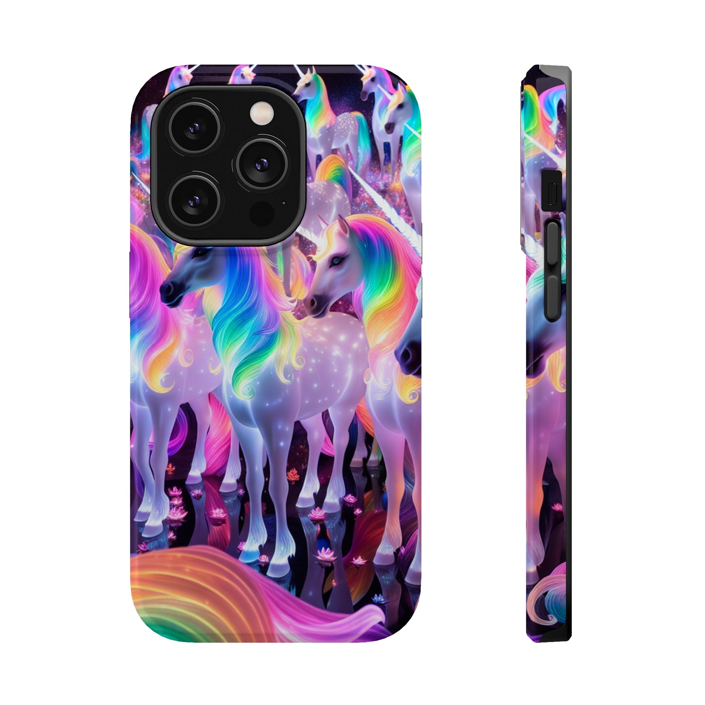 Neon Wonderland Unicorns Neon Unicorns Premium Art Magsafe Magnet Tough IPhone 13 14 15 Pro Plus Max and Mini in Matte and Glossy Phone cases