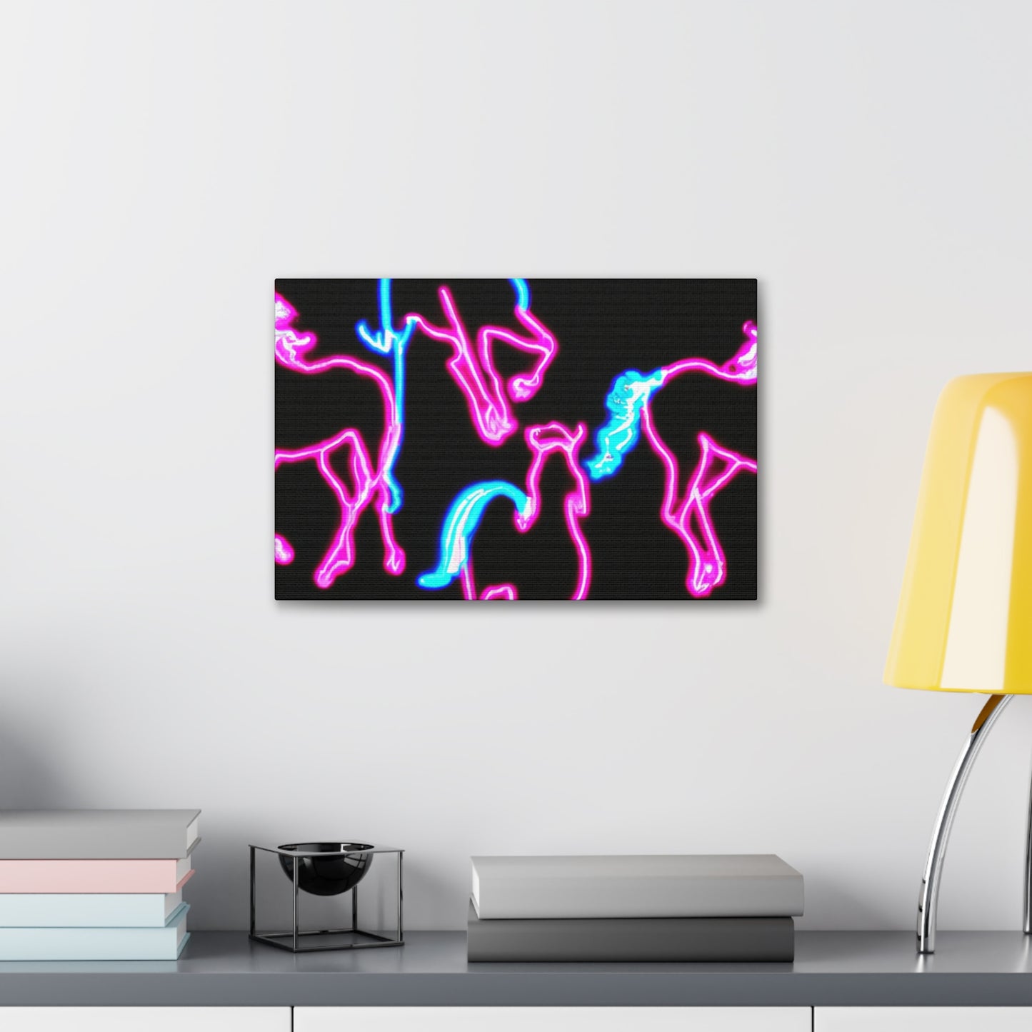 "Enchanted Fluorescence" NEON Unicorns Art Canvas