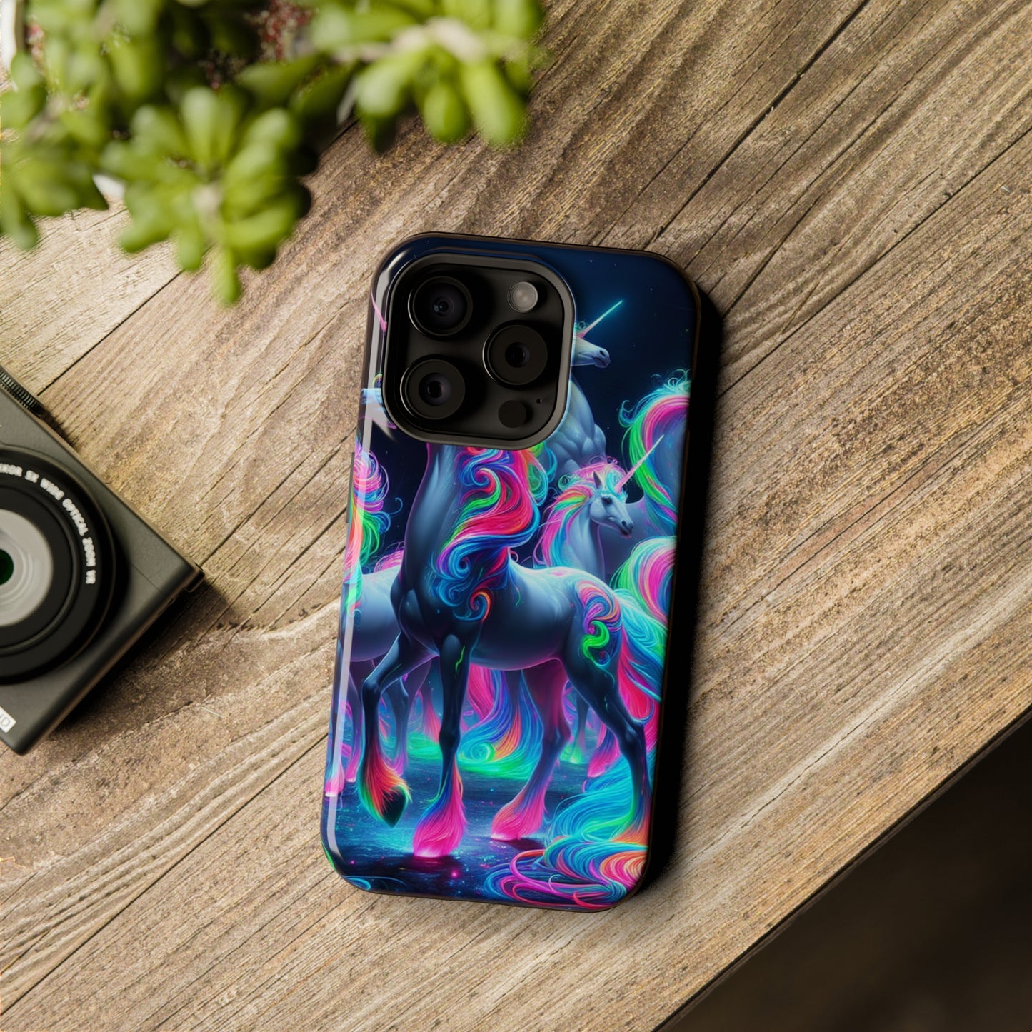 Neon Unicorn Prism. Neon Unicorns Premium Art Magsafe Magnet Tough IPhone 13 14 15 Pro Plus Max and Mini in Matte and Glossy Phone cases