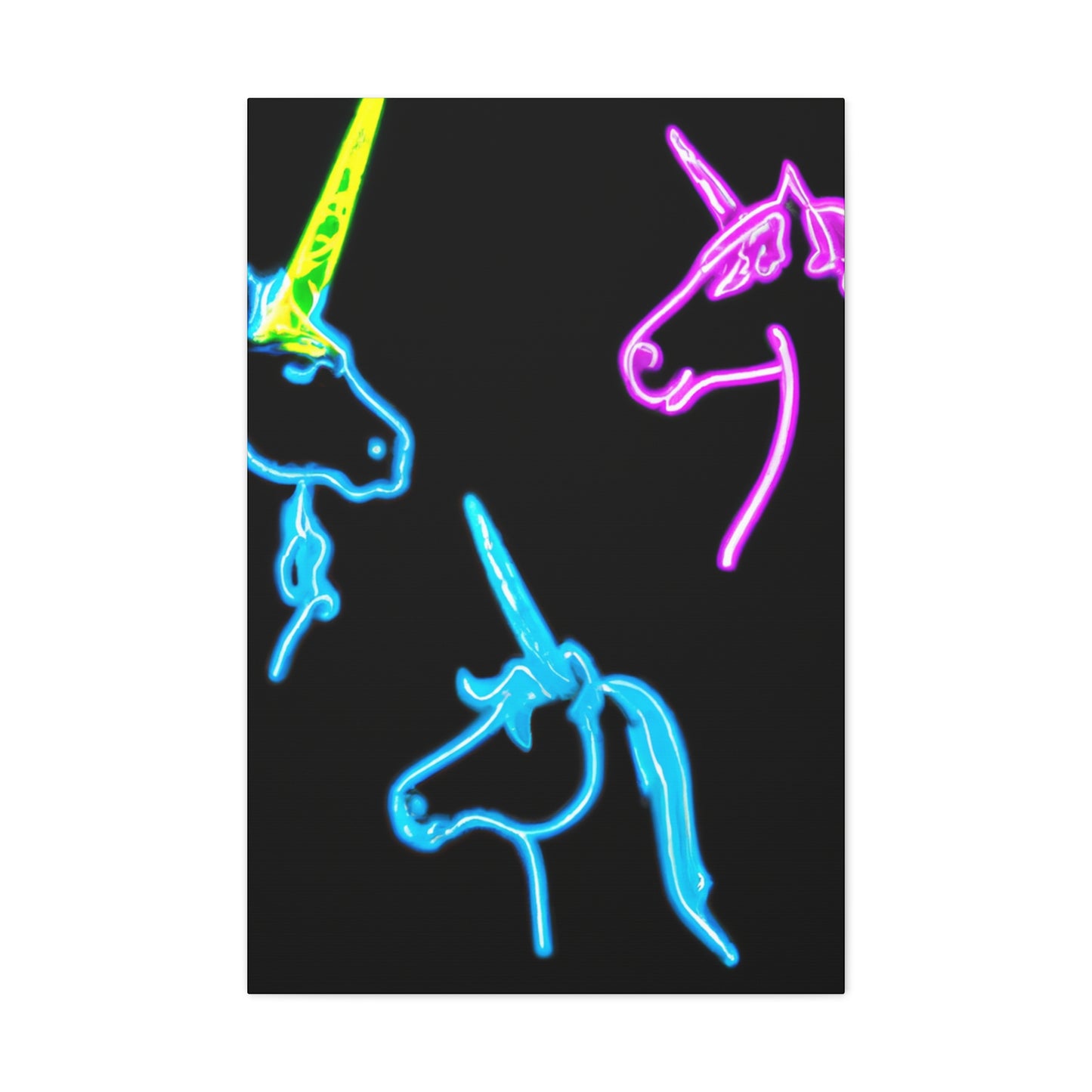 Vibrant Neon Fantasy NEON Unicorns Art Canvas