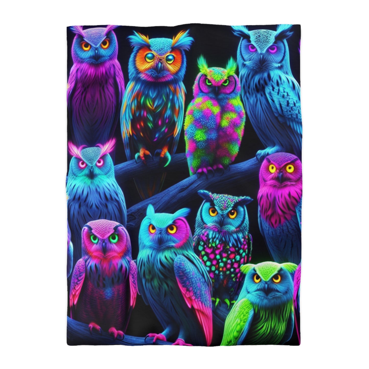 Giovanni Veronese - NEON Owls Microfiber Duvet Cover