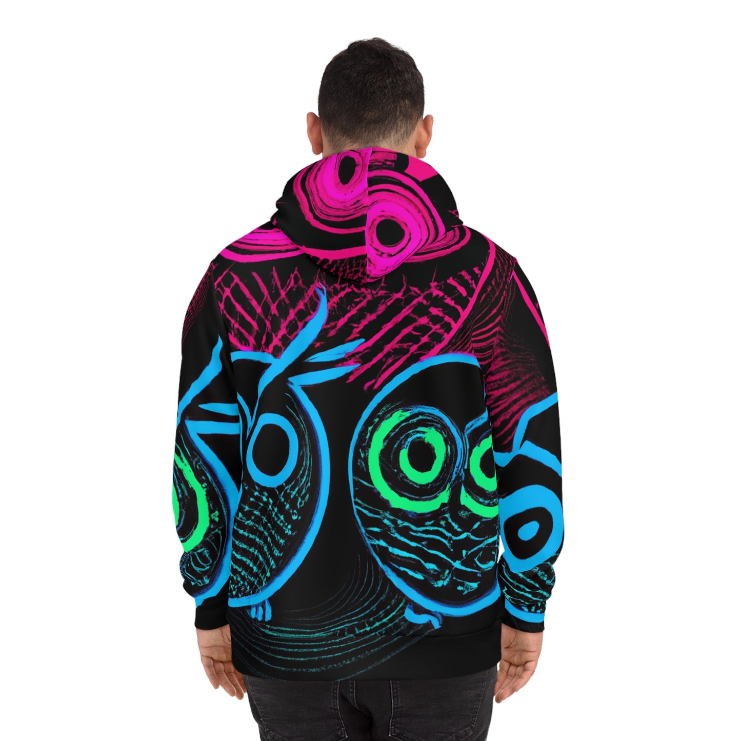 "Bright-eyed Brotherhood" - NEON Owls AOP Hoodie