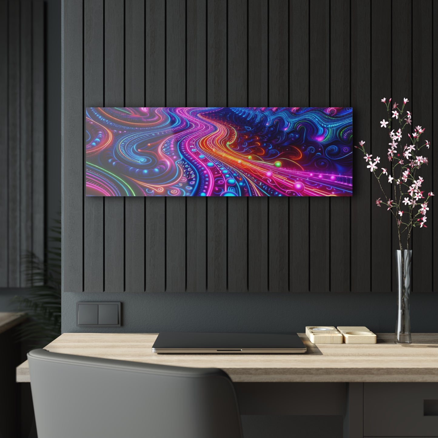 'Vibrant Infinity Prism' Trippy infity Pattern 1/4" Glossy Acrylic Art