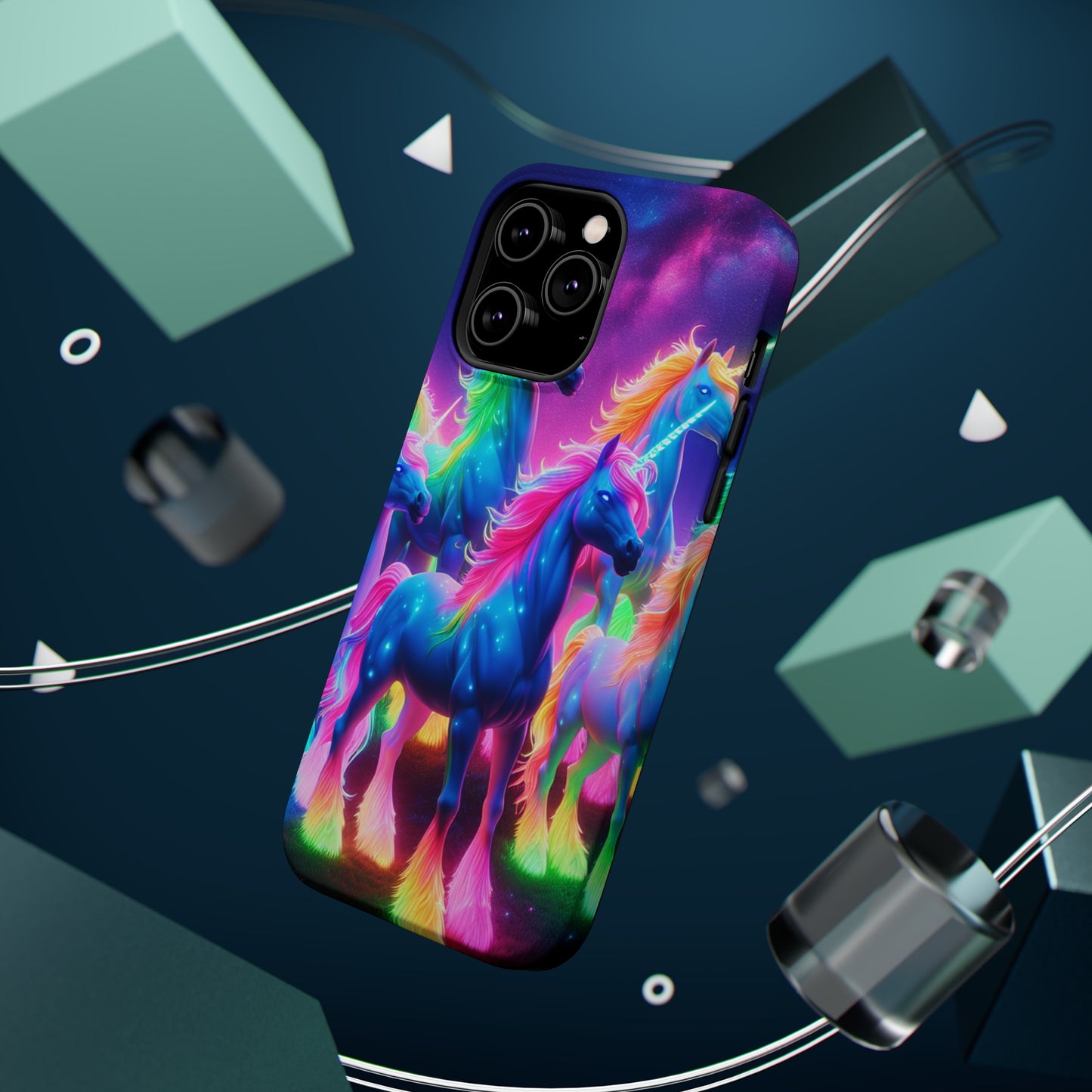 Neon Unicorn Congregation Neon Unicorns Premium Art Magsafe Magnet Tough IPhone 13 14 15 Pro Plus Max and Mini in Matte and Glossy Phone cases