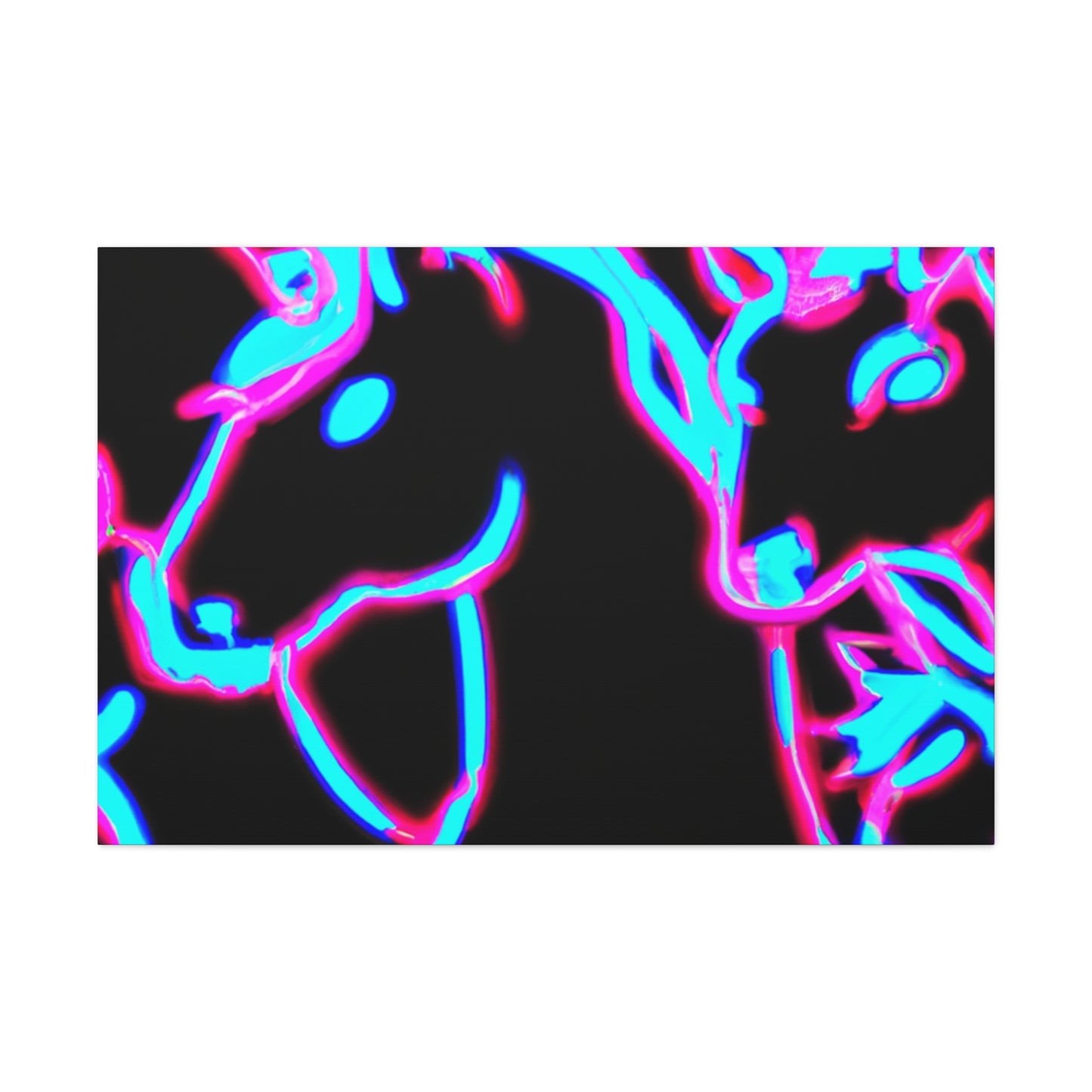 Vibrant Neon Dreamscape NEON Unicorns Art Canvas
