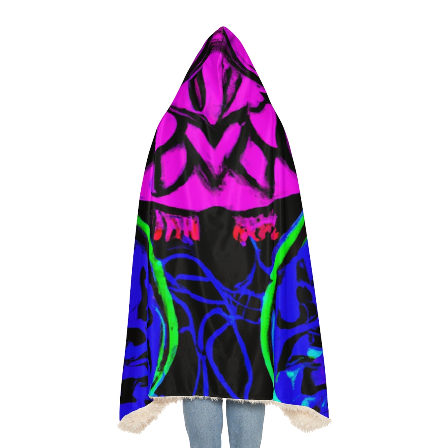 Electric Nocturne. - NEON Owls Art Hooded Snuggle Blanket