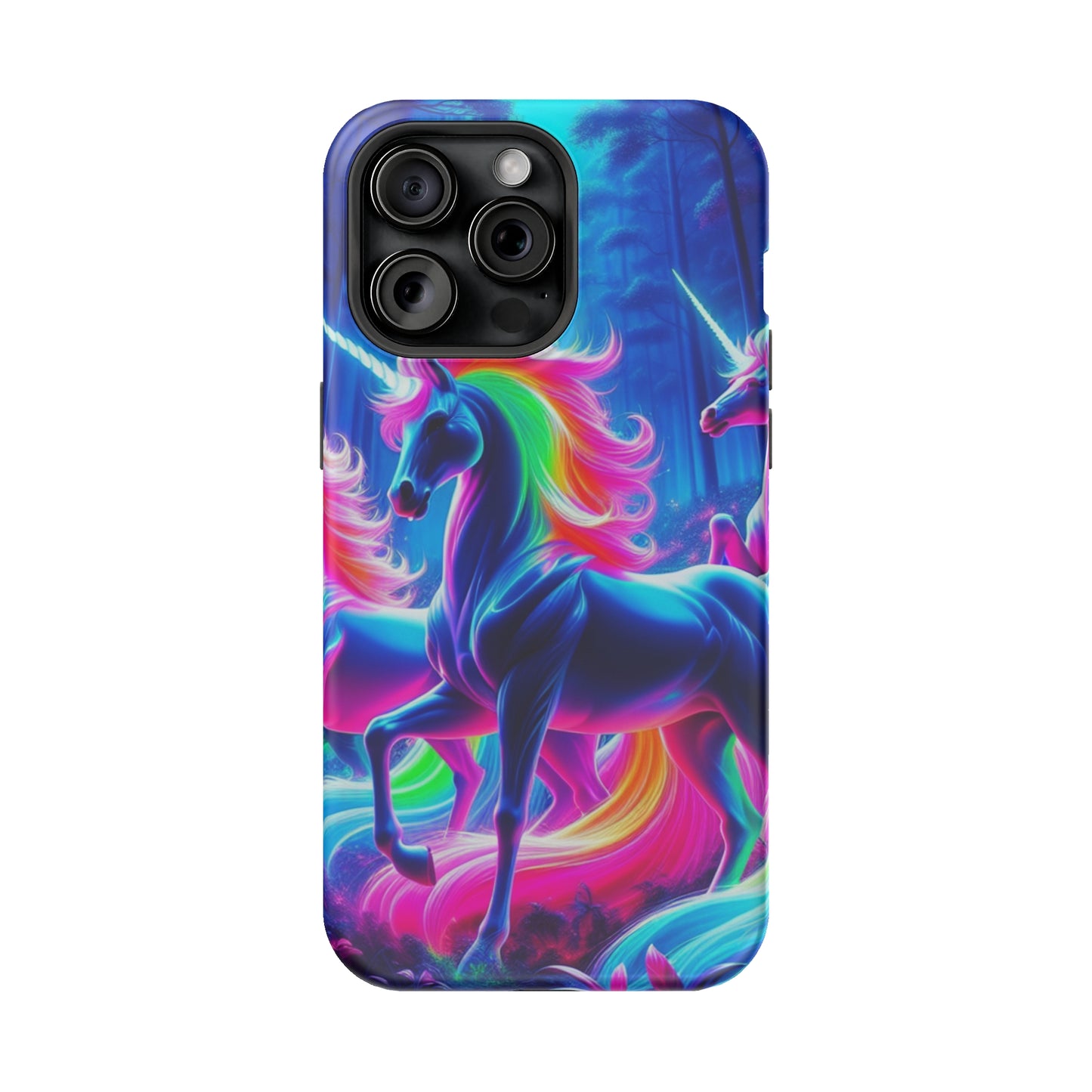 NeonNocturnals Neon Unicorns Premium Art Magsafe Magnet Tough IPhone 13 14 15 Pro Plus Max and Mini in Matte and Glossy Phone cases