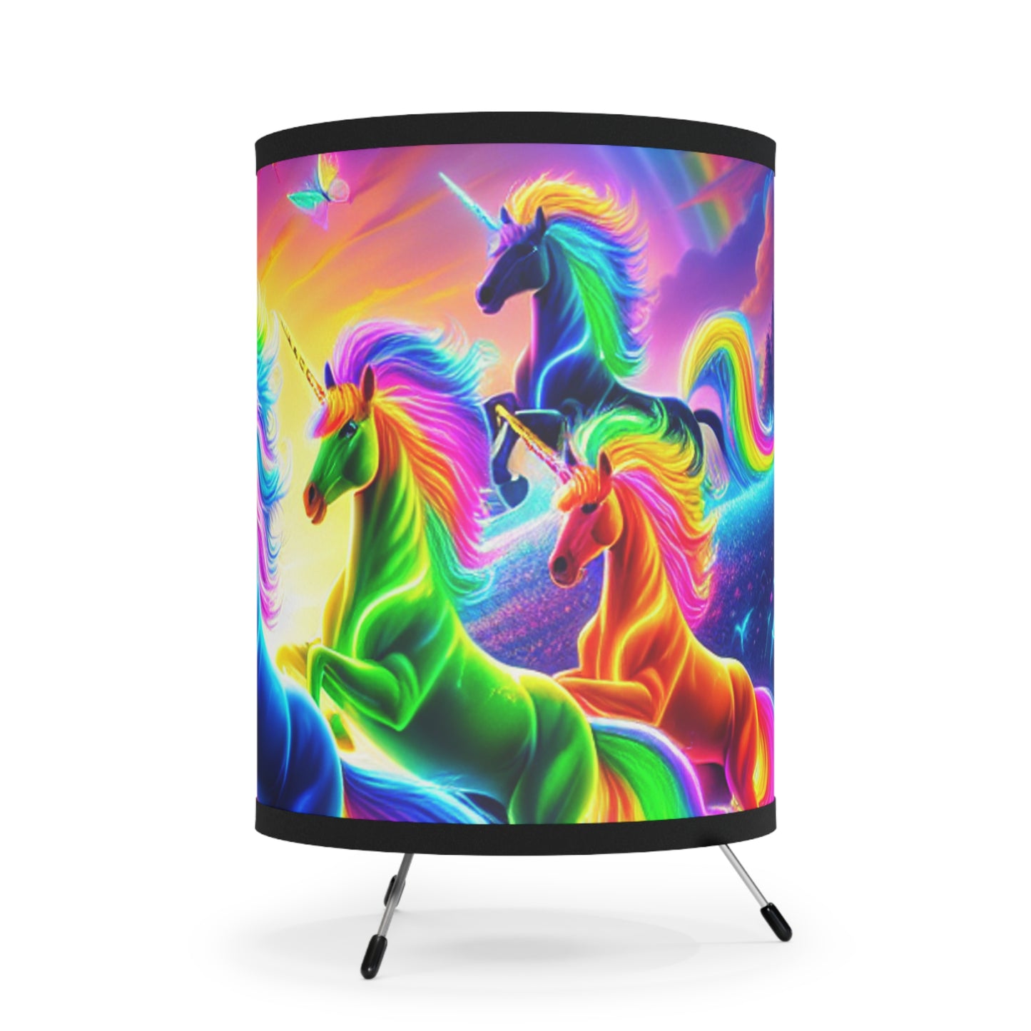 "Mystic Glow Uniroar" - NEON Unicorns Art Tripod Lamp