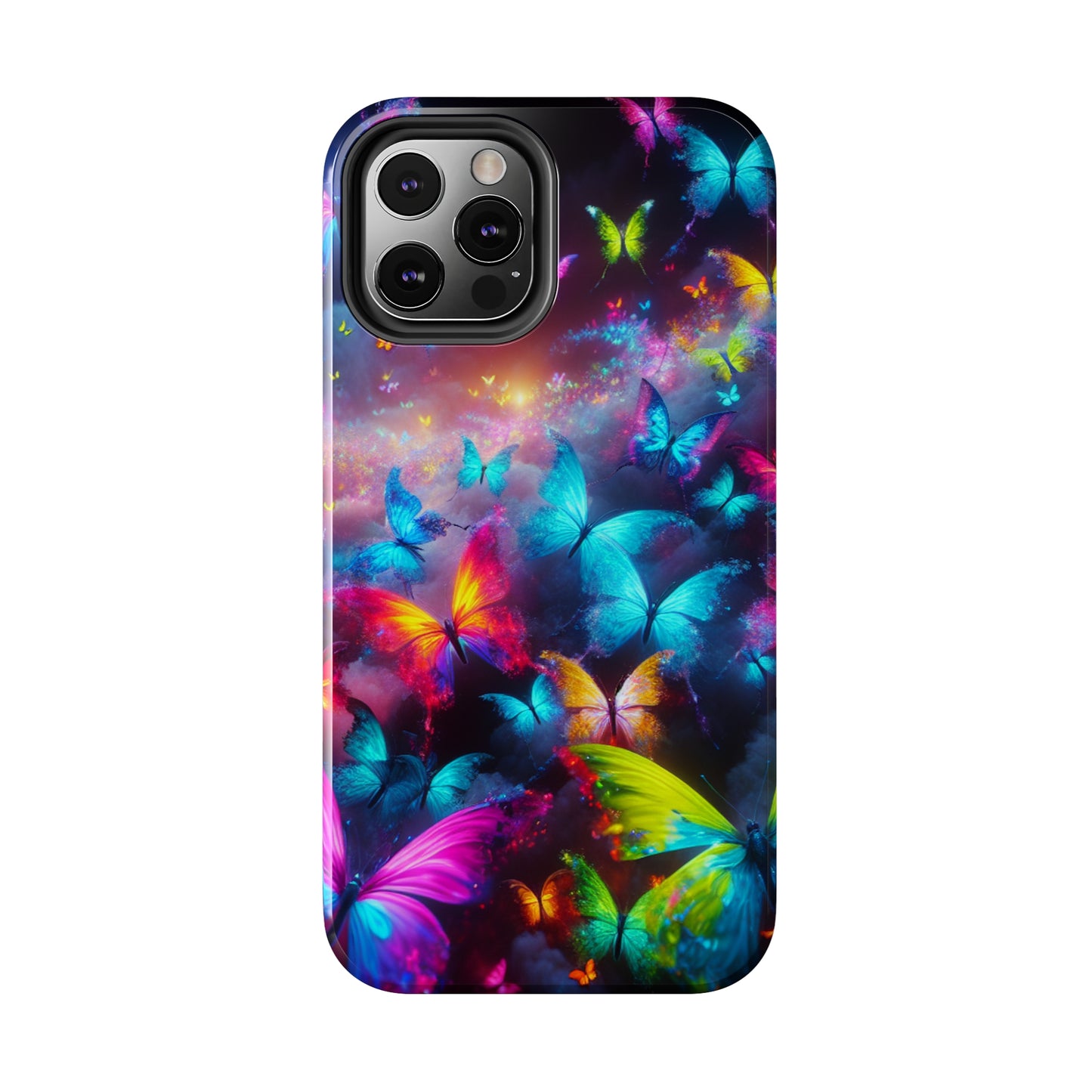 "Neon Flutterings" NEON Butterflies Tough Phone Case Iphone 7 8 9 10 11 12 13 14 SE X XR XS Pro Max Mini Plus