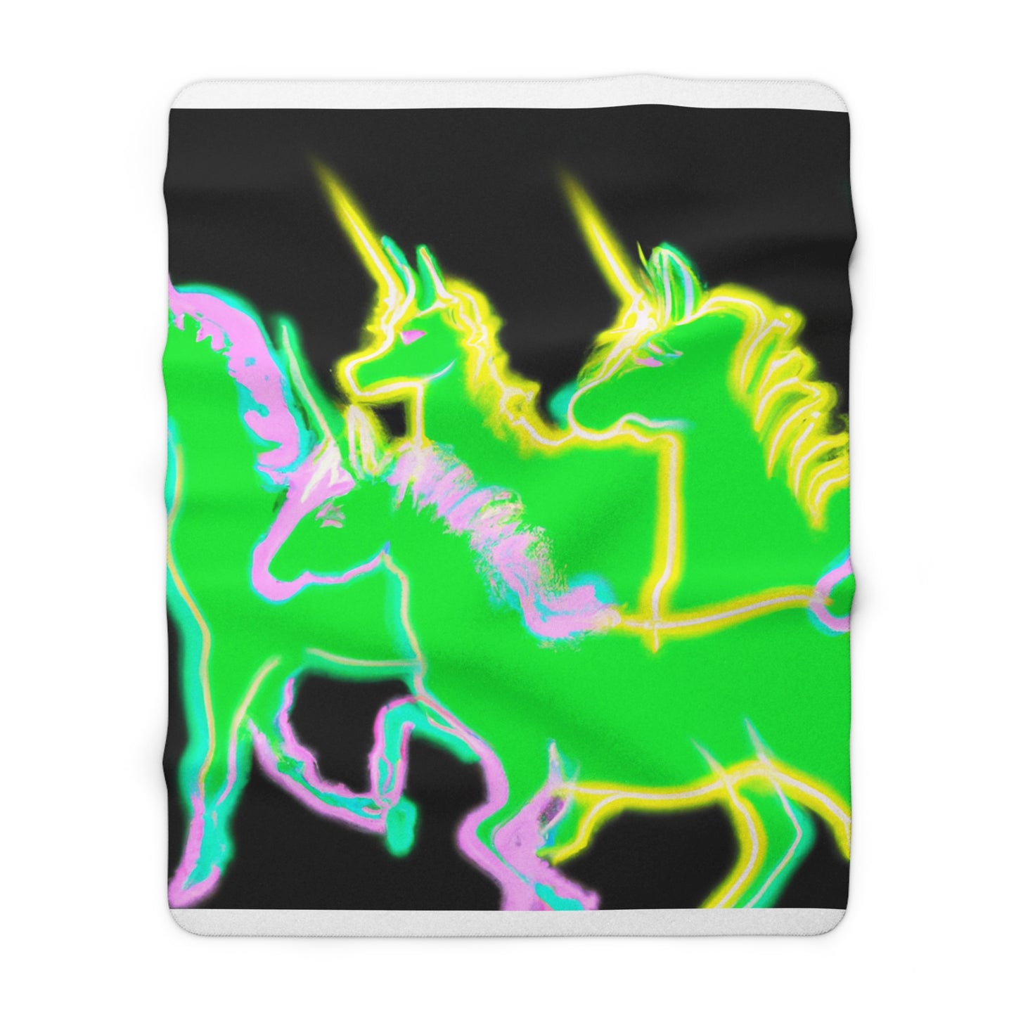 "Unicorn Discharge" - NEON Unicorns Art Sherpa Blanket