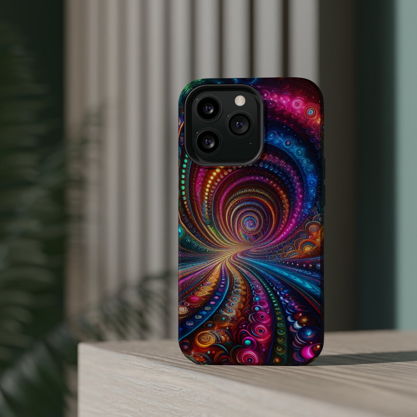 Neon Eternal Infinity Oasis. Neon Trippy Infinity Patterns Premium Art Magsafe Magnet Tough IPhone 13 14 15 Pro Plus Max and Mini in Matte and Glossy Phone cases